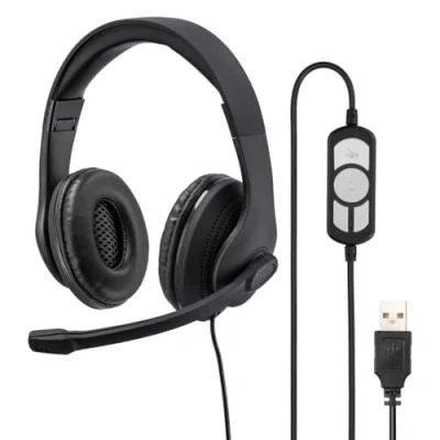 Immagine di Hama neu Computer Cuffie On Ear via cavo Stereo Nero regolazione del volume, Muto