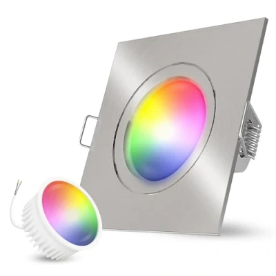 Immagine di linovum Faretto da incasso a soffitto con modulo RGB Smart LED sostituibile, compatibile Alexa &amp; Google Home WLAN quadrato spazzolato