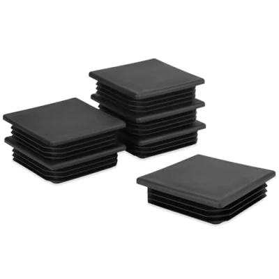 Immagine di QWORK® 6 pezzi tappo quadrato, tappi lamellari per tubi quadrati, in plastica, nero, 80x80 mm