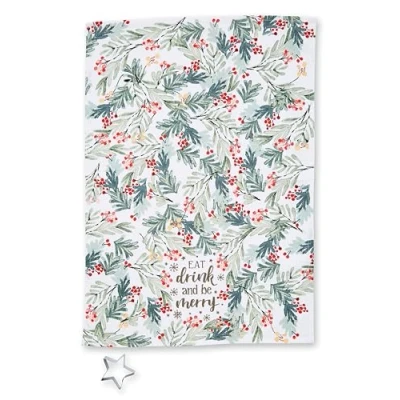 Immagine di Cooksmart Set di strofinacci e formine natalizi dal design britannico Asciugamani taglierina per le festività natalizie Strofinaccio natalizio con tutti i tipi cucine