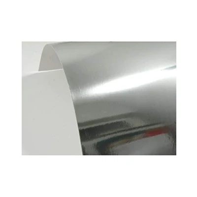 Immagine di Netuno 10 cartoncini a specchio argento formato A5 148 x 210 mm 300 g Mirror Silver carta effetto su un lato metallica lucida per bricolage biglietti scrapbooking etichette