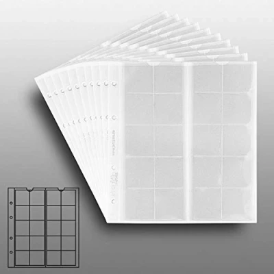 Immagine di 10 Numismatic Prophila Kobra Coin Sheets, 20 Pockets up to 34 mm Ø, e.g. 5 DM, 2 DM