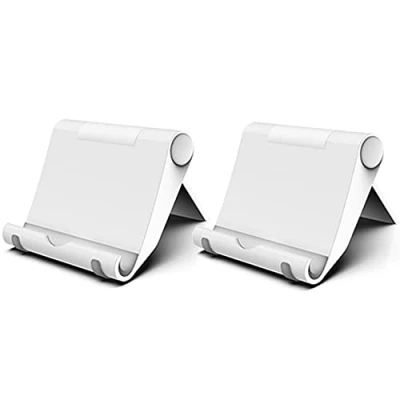 Immagine di FadyDail Supporto per Telefono Cellulare da Scrivania 2 pezzi, Regolabile Compatibile con iPhone Samsung HUAWEI Xiaomi (Bianco)