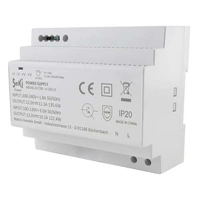 Immagine di SeKi alimentatore per guida DIN H 150 12 V 11,3 A 135 W Rail di rete/trasformatore