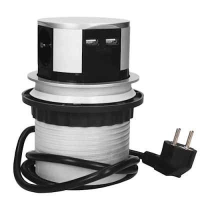 Immagine di Miratic Torretta Multipresa a Scomparsa Ø10cm 3x2Poli+Terra Schuko 2xUSB Cavo di 1,5m