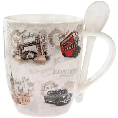 Immagine di lesser and pavey Tazza in Ceramica con Cucchiaio Londra 1 pezzo 283,5 g Accessorio, Multicolore, LP43229