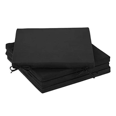 Immagine di Relaxdays Cuscini per Sedie in Set da 4, 39,5 x cm, Coprisedia con Laccetti, Interni &amp; Esterni, Poliestere, Nero