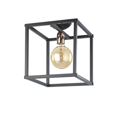 Immagine di ONLI Plafoniera Stile Urban Floki in Metallo Nero e portalampada Color Rame