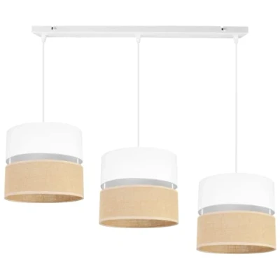 Immagine di Light Home Juta Lampadario a Sospensione Lampade in Metallo con Paralume Moderno E27 3 Luce 20 cm Bianco Base e