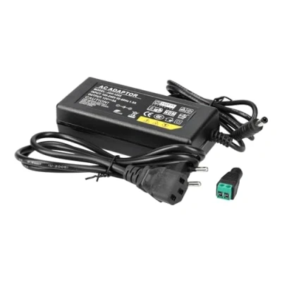 Immagine di Jandei Alimentatore trasformatore a spina da 110/220V CA 12 V CC 60W 5A, cavo 1m e connettore femmina. Installazione interno IP20, per Strip Led, Neon o Dispositivi Bassa Tensione