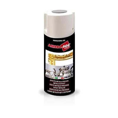 Immagine di Ambro Sol V400MET5 Smalto / Vernice Effetto Metalli Preziosi, per Interni che Impreziosisce e Rende Brillanti Superfici Oggetti, Bomboletta Spray in Banda Stagnata Riciclabile 400 ml,Specchiante Oro