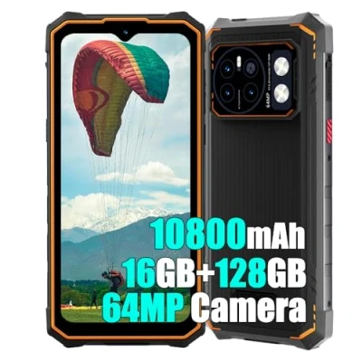 Immagine di HOTWAV Cyber 13 4G Rugged Smartphone, 16GB + 128GB, 6.6&quot;, 64MP AI Fotocamera 16MP, 10800mAh Batteria, Android 14 Cellulare Impermeabile, Octa Core, IP68/NFC/Face ID Arancia