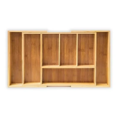 Immagine di Relaxdays Portaposate da Cassetto XL, HLP: 5 x 48,5 28 cm, in bambù, Organizer Porta Posate Cucina, Colore Naturale, Marrone Chiaro