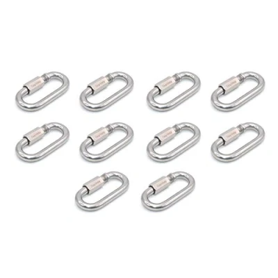 Immagine di Faspiroty 10 moschettoni M3.5 in acciaio inox con chiusura a vite, per attività all&#039;aperto, portachiavi, guinzaglio cani