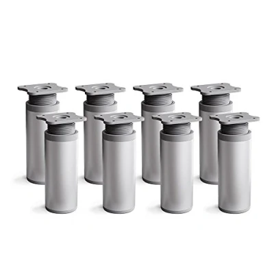 Immagine di sossai® Gambe per mobili MFR1 set di 8 regolabili in altezza Altezza: 60 mm (+20mm) Design: Alu Forma rotonda: 40 x Viti inclusi