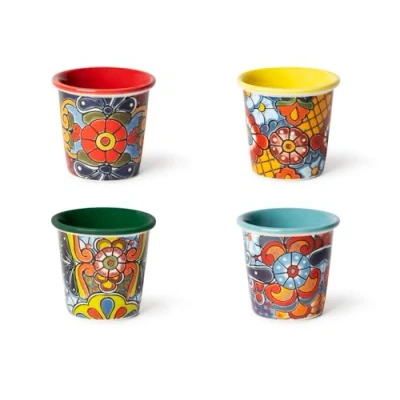 Immagine di Excelsa Acapulco Set 4 Bicchierini da Caffè, Porcellana, Capacità 90 ML., Decori Assortiti