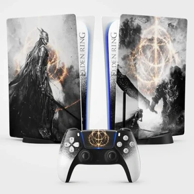 Immagine di adesivo PS5 Elden Circle, per PS 5, console e controller, edizione disco standard, skin MALENIA (1 controller)