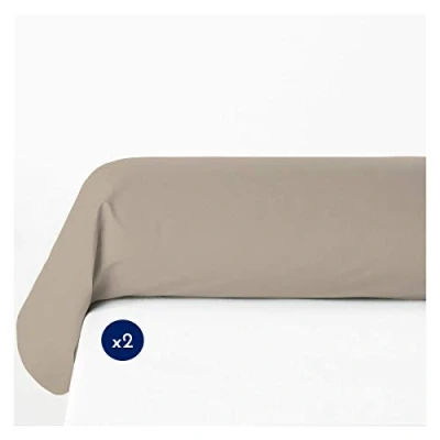Immagine di HOME LINGE PASSION Taies Traversin (Lot DE 2), Coton, Beige, Tall, 85x185 cm, 2 unità