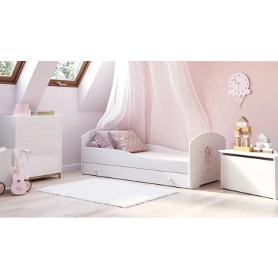 Immagine di KOBI Letto per Bambini LUK con Cassetto, Bianco Le camerette dei Un Ragazzo e Una Ragazza Materasso, Telaio Inclusi (Una Ali, 160x80)