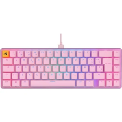 Immagine di Glorious gaming GMMK 2 Compact (65%) tastiera mecc., TKL compatta 65%, alluminio, personalizzab., tasti doppia iniezione, Fox Switches, RGB per ogni tasto, layout QWERTY spagnolo Rosa