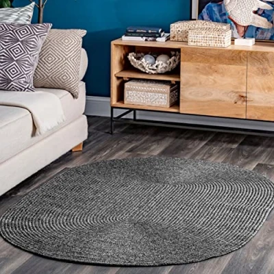 Immagine di nuLOOM Wynn Tappeto intrecciato per interni ed esterni, 8,8 x 1,8 cm, ovale, colore: antracite