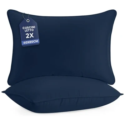 Immagine di Utopia Bedding Cuscini Letto (Set di 2), 40 x 80 cm Guanciali Coppia, 3D Fibra Poliestere (Blu Navy)
