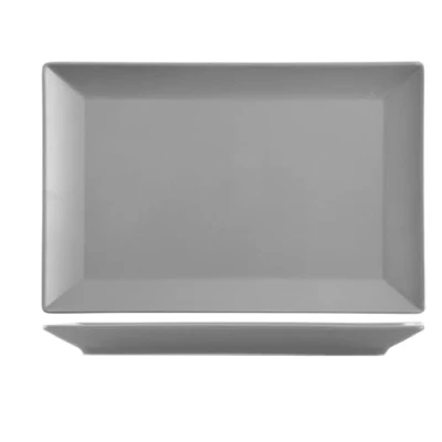 Immagine di H&amp;h set 6 piatti rettangolari osaka in stoneware grigio cm 30x20