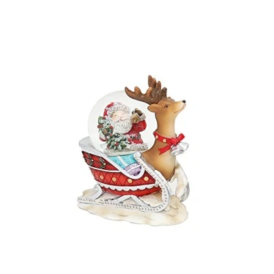 Immagine di Piccola palla di neve, slitta trainata da renne con pupazzo neve o Babbo Natale, dimensioni (lunghezza x larghezza altezza): 9 4,5 8 cm, diametro palla: cm Natale