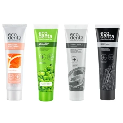 Immagine di Ecodenta set dentifricio EXPERT da 4 con carbone attivo e biologico per denti gengive sensibili completo l&#039;igiene orale