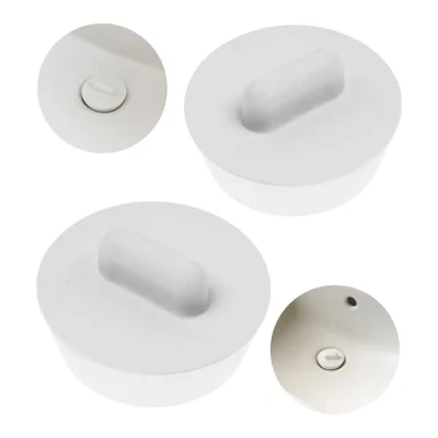 Immagine di tappi universali, 2 pezzi, di colore bianco, Ø 32 su 26,5 mm, parte superiore sul fondo, tappo scarico in gomma per valvole da 1 1/8&quot;, lavabo, vasca bagno