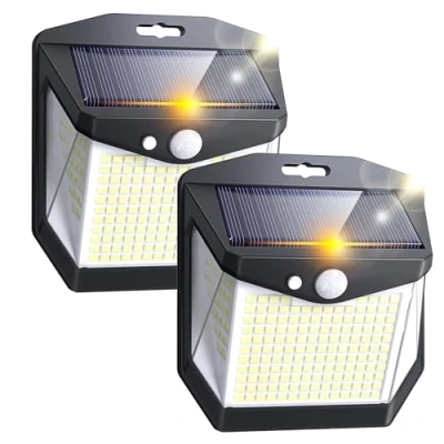 Immagine di Esterno Giardino Solare Pannello Luci: 248 LED Solari Movimento Sensore Luce Faretti 3 Modos 270 Illuminazione Esterne Solar Faro IP65 Parete Lampada per Balcone Garage Patio 2 Pezzi