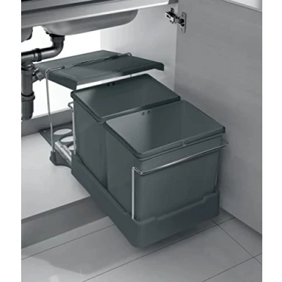 Immagine di Pattumiera Estraibile Inoxa 97DE/3 a 2 Secchi da 17 Lt con Coperchio Basculante
