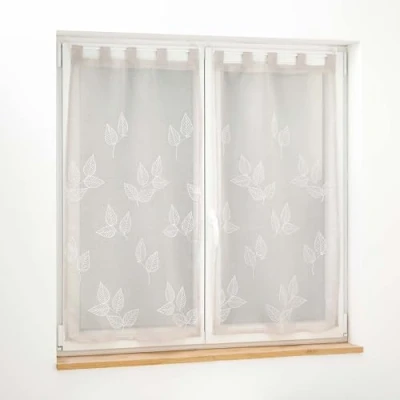 Immagine di Douceur d&#039;Intérieur, coppia di tende con passanti (2 x 60 120 cm) Berry, tortora, tulle sabbiato ricamato