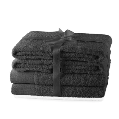 Immagine di AmeliaHome Set di asciugamani grigio 4 50 x 100 cm e 2 teli doccia 70 140 100% cotone qualità assorbente grafite antracite Amari