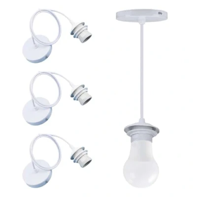 Immagine di 3 Pezzi Portalampada E27,Portalampada a Sospensione,E27 Lampade Sospensione Accessor,Portalampada E27 in Metallo,Portalampada con Cavo,Portalampada Cavo