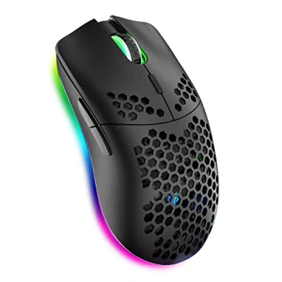 Immagine di XZXWZX Mouse da Gaming Wireless con Guscio a Nido D&#039;ape,11 Retroilluminato RGB Chroma,3.400 DPI,6 Pulsanti Programmati,Ricevitore USB,Risparmio Energetico,Mouse per PC/Mac/Laptop Bianco