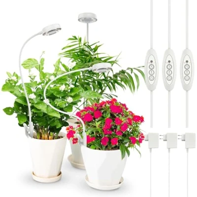 Immagine di SANSI Lampada per Coltivazione da Interno, Spettro Completo con Clip Piante, LED 4 Luminosità, Timer 3/6/12ore Piante Piccole, Bianco 10W 3 Confezione