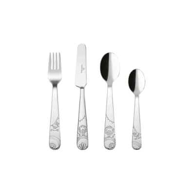 Immagine di Villeroy &amp; Boch Boho kids &quot;Roar like a lion&quot; posate per bambini, 4 pezzi. Set di bambini (Forchetta, Coltello, Cucchiaio da tavola, Cucchiaino), Acciaio inossidabile, Lavabile in lavastoviglie