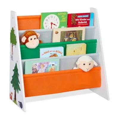 Immagine di Relaxdays Scaffale per Bambini, Mobile Libreria con 4 Scomparti Porta Giochi e Libri, HLP: 60 x 62,5 28 cm, Colorato, Ferro
