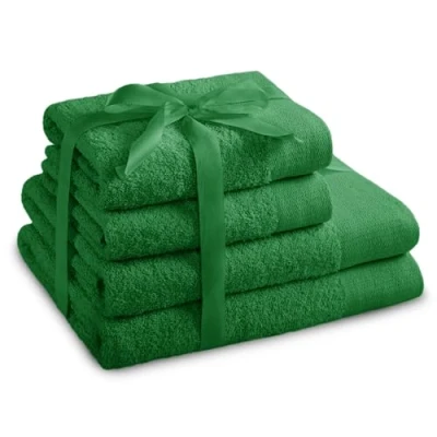 Immagine di AmeliaHome Set di asciugamani verde 2 50 x 100 cm e teli doccia 70 140 100% cotone qualità assorbente Amari