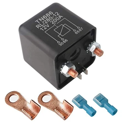 Immagine di Gebildet 1 Pezzo RL/280 12 Robusto Heavy Duty 12VDC 200A SPLIT ON/OFF Relè SPST 4 pin Aperto Normale per Veicolo Automobile Camion Barca Avviamento Motore, con 2 Footprint + terminali