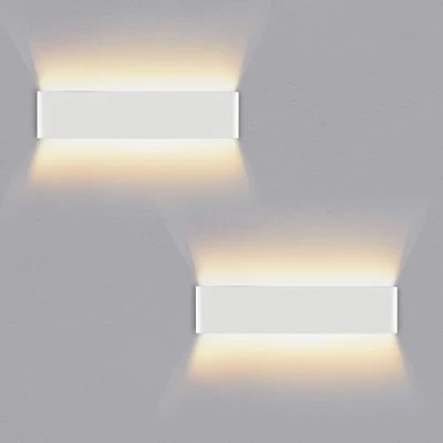 Immagine di Lureshine 2 Pezzi Applique da Parete Interno 16W 40CM Su e Giù Aplique Interni Moderno/Decorare Alluminio Bianco Caldo 3000k Lampada Adatto a SoggiornoStanzaScala(Bianco)