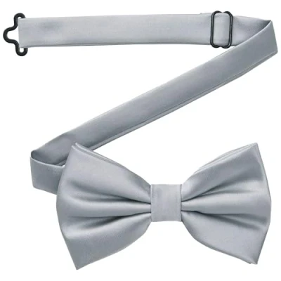 Immagine di DonDon papillon uomo fatto a mano in seta 12 x 6 cm Argento