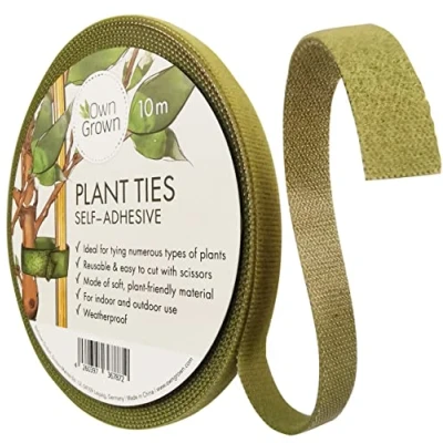 Immagine di OwnGrown Fascette per Piante in Nastro Biadesivo Sintetico: 10m di Forte Verde Resistente alle intemperie tutore Piante, Feltro Adesivo rampicanti o da Interno
