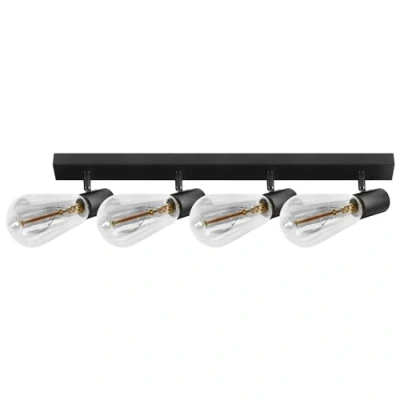 Immagine di Miratic Lampadario con Faretti Orientabili E27 Max.60W (lampadine non incluse) Binario Soffitto Applique da Colore Nero Ideale per Camera Letto Salotto o Corridoio IP20 (4x60W)