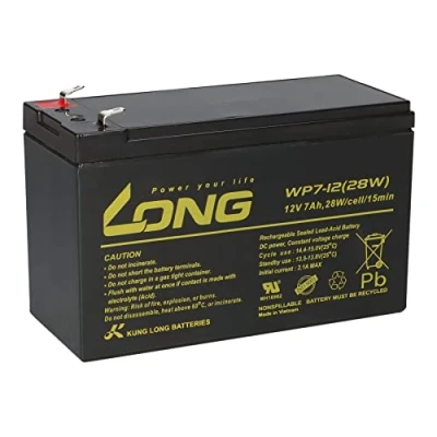 Immagine di 1 batteria al piombo AGM 12 V 7 Ah Long WP7 28 W VDs Faston F1 4,8 mm compatibile con gel 7,2 8 9