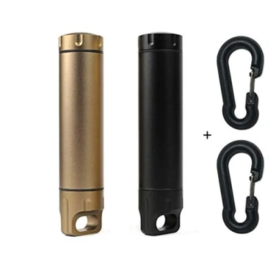 Immagine di 2X capsula di Grande capacità all&#039;aperto impermeabile EDC Sopravvivenza Contenitore alluminio compressa titolare pillola Match Caso ermetico Bottiglia (Champagne)