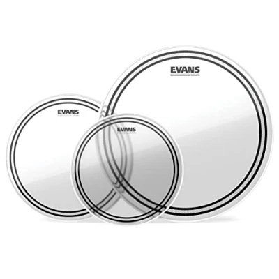 Immagine di Evans ETP EC2SCLR S Confezione da 3 Pelli EC2 per Tom Rispettivamente di 12&quot;, 13&quot; e 16&quot;, Standard, Trasparente