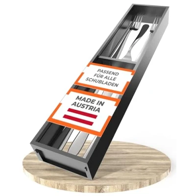 Immagine di Blum AMBIA LINE Cornice per cassetti da cucina, larghezza 100 mm, lunghezza 472 altezza 50 con divisore, nero carbonio opaco, 1 pezzo, organizer cucina