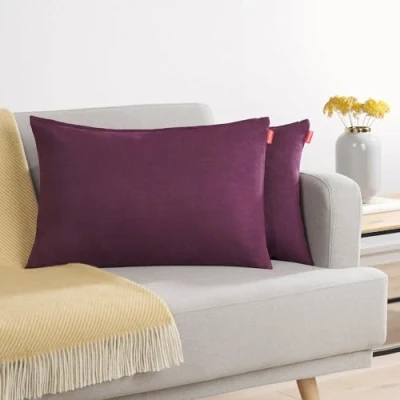 Immagine di Blumtal Federe Cuscini Divano in Ciniglia, Copricuscini Divano, Cuscino 2 Pezzi, 40 x 60cm, Melanzana